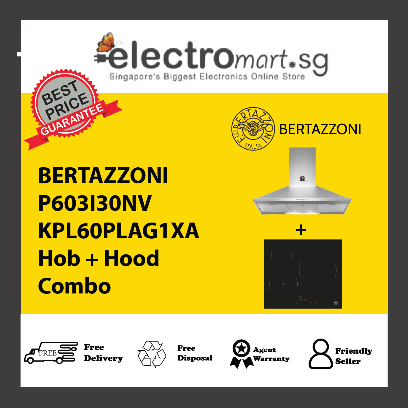 BERTAZZONI P603I30NV KPL60PLAG1XA Hob + Hood Combo