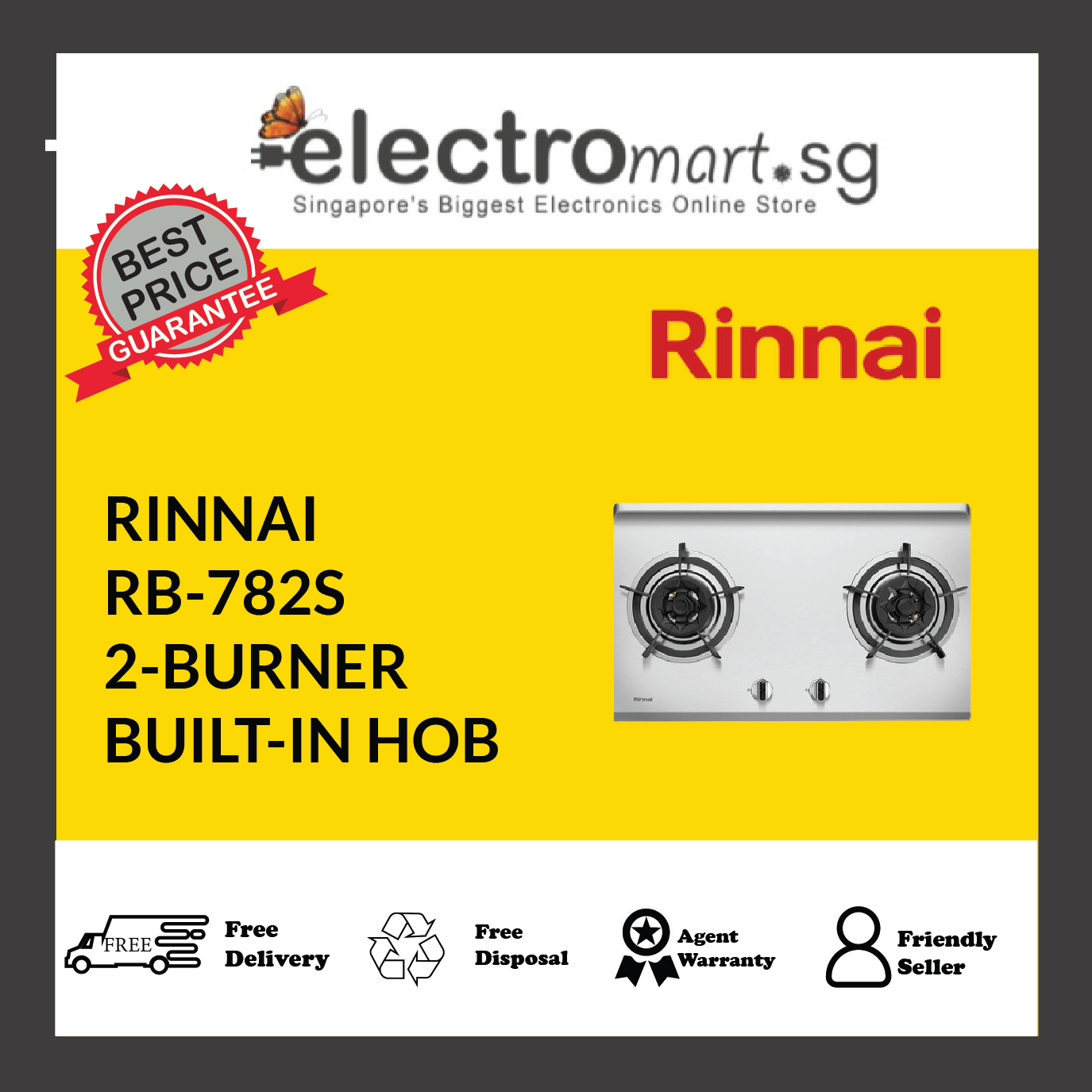 RINNAI RB-782S 2-BURNER BUILT-IN HOB