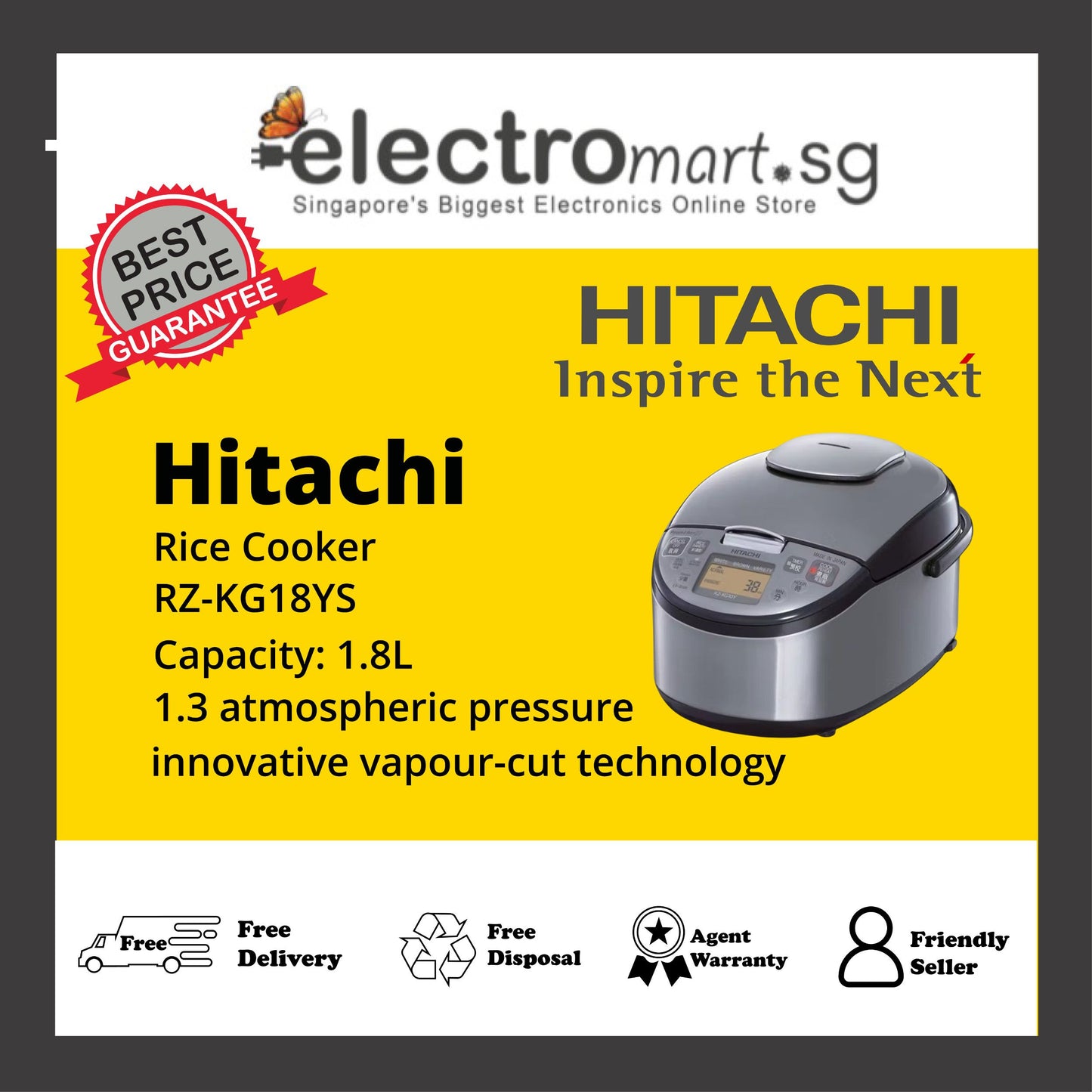 Hitachi RZ-KG18YS 1.8L Rice Cooker