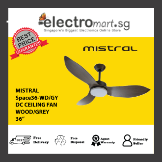 MISTRAL SPACE36-WD/GY CEILING FAN, WOOD/ GREY