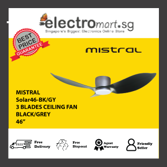 MISTRAL Solar46-BK/GY 46" Solar46 3 Blades Ceiling Fan - Black/Grey