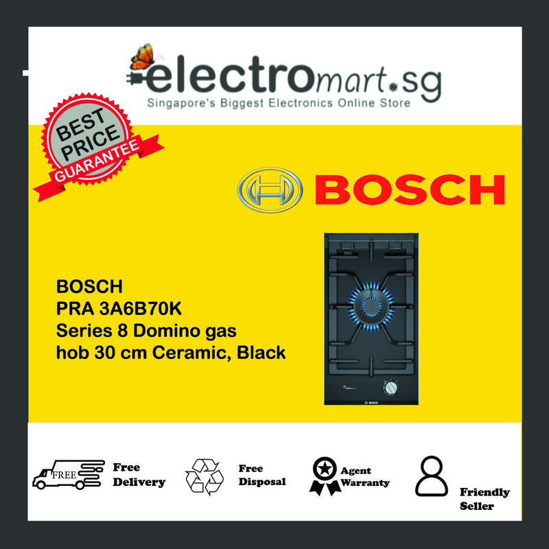 BOSCH PRA 3A6B70K Series 8 Domino gas hob 30 cm Ceramic, Black