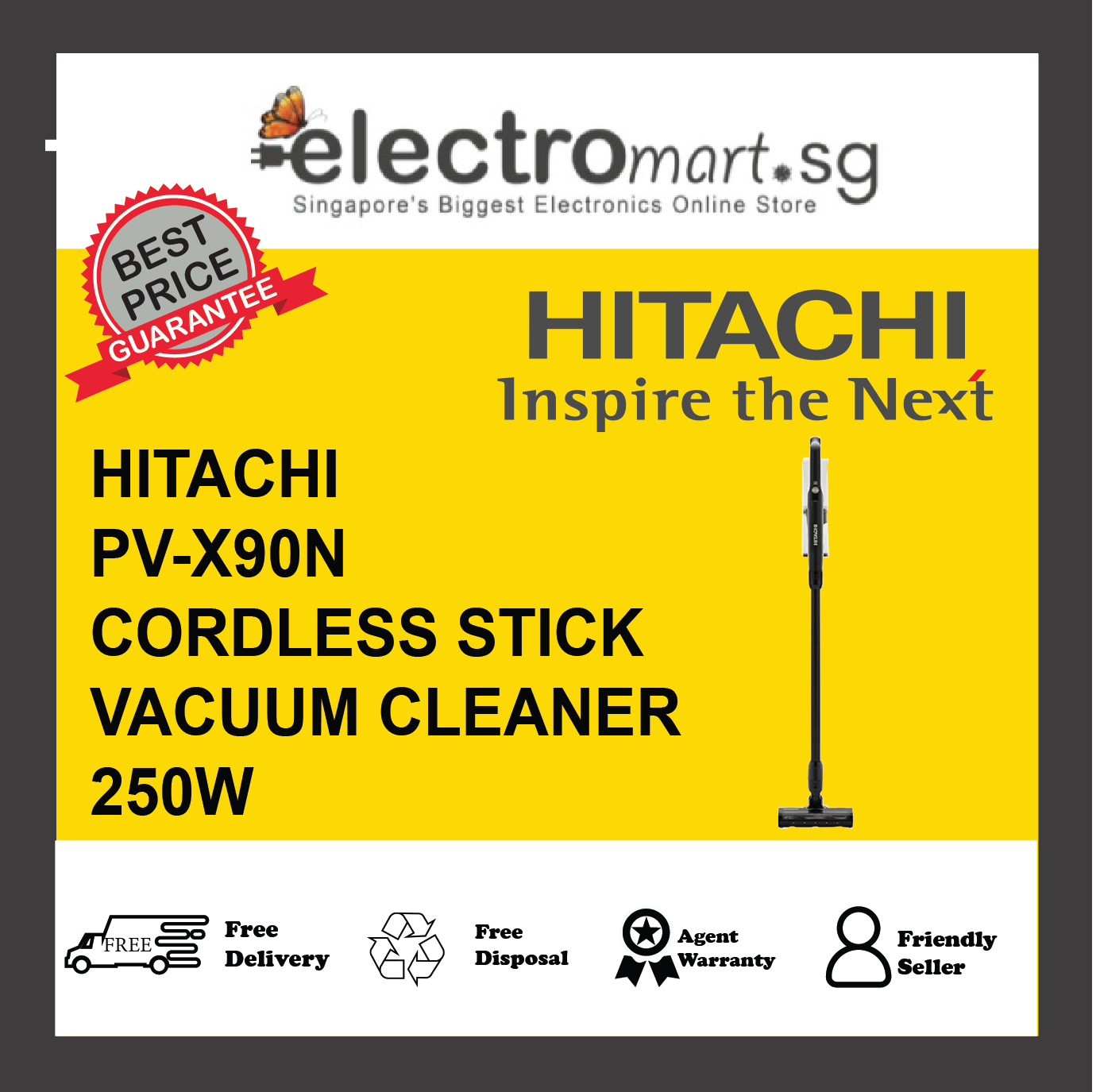 HITACHI PV-X90N Cordless Stick Vacuum Cleaner 250-Watt