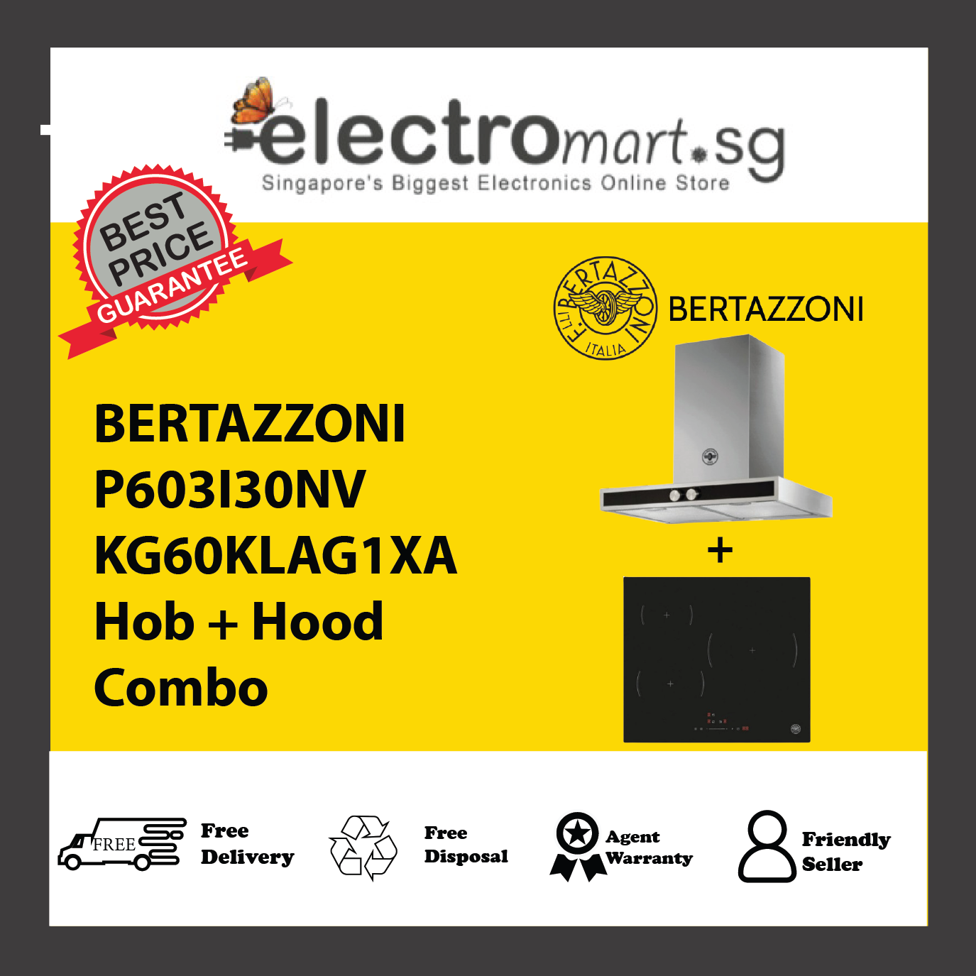 BERTAZZONI P603I30NV KG60KLAG1XA Hob + Hood Combo