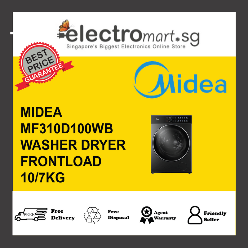 MIDEA MF310D100WB Washer Dryer,  10/7kg - Matte Metal Titanium