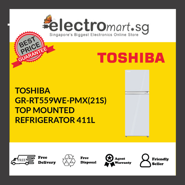 TOSHIBA GR-RT559WE-PMX(21S) TOP MOUNTED REFRIGERATOR 411L