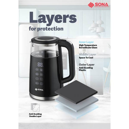 SONA SGK 5046 Digital Double Layer Glass Kettle 1.7L