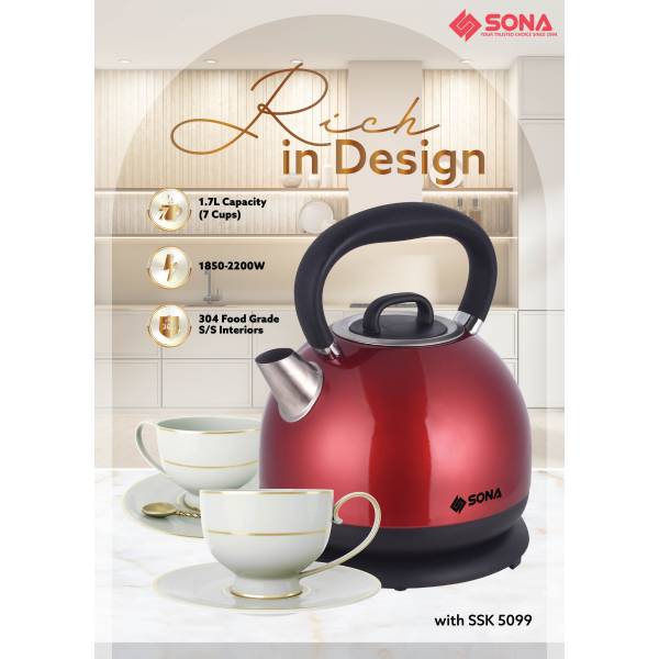 SONA SSK 5099 304 Stainless Steel Kettle 1.7L