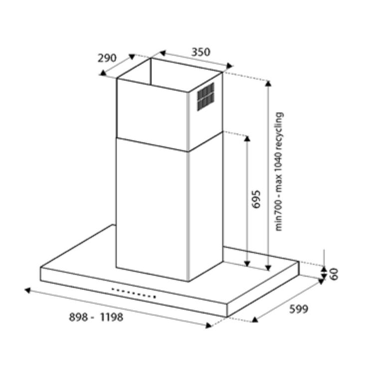 Bertazzoni KTI120P1AXT - 120cm Stainless Steel Island Hood