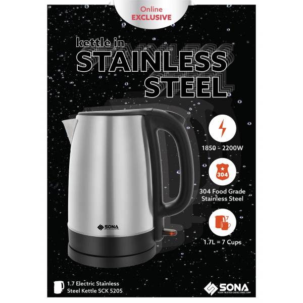 SONA SCK 5205 Electric Stainless Steel Kettle 1.7L