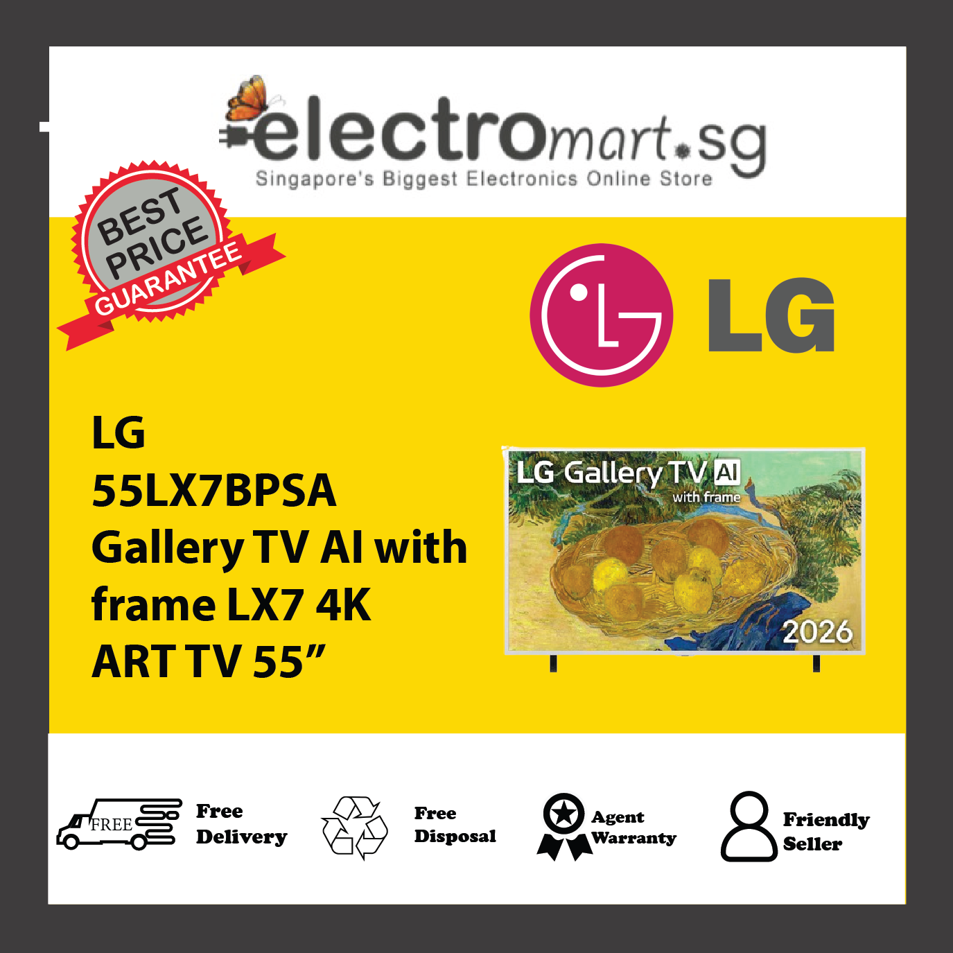 LG 55LX7BPSA Gallery TV AI with frame LX7 4K ART TV 55”