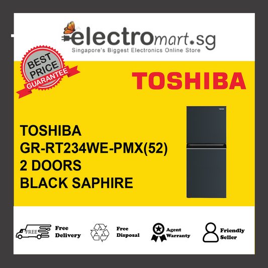 TOSHIBA GR-RT234WE-PMX(52)  179L 2-Door Refrigerator - Black Sapphire