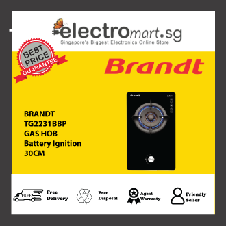 BRANDT TG2231BBP Battery/electric Ignition Gas Hob (30cm)(Black)