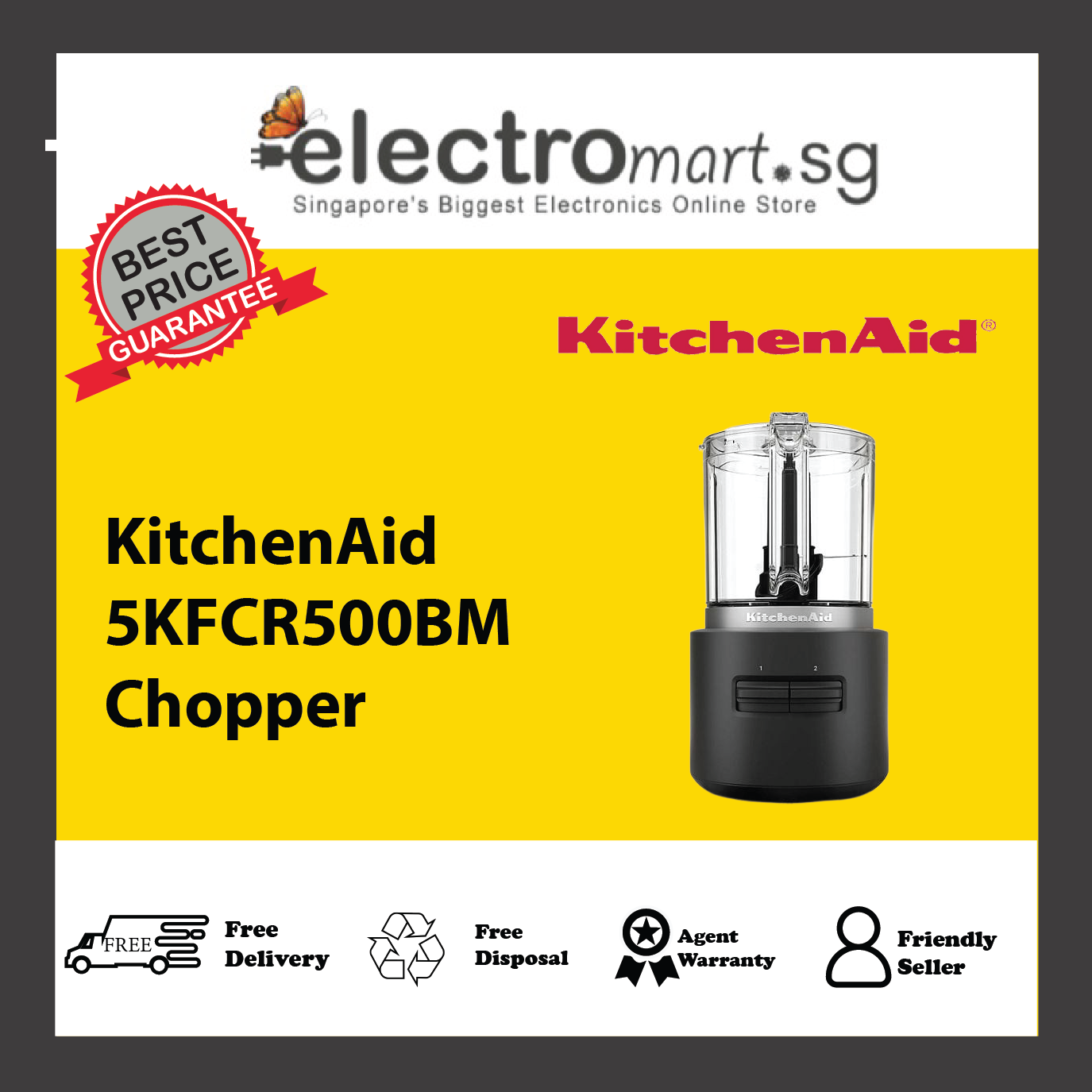 KitchenAid 5KFCR500BM Cordless Food Chopper