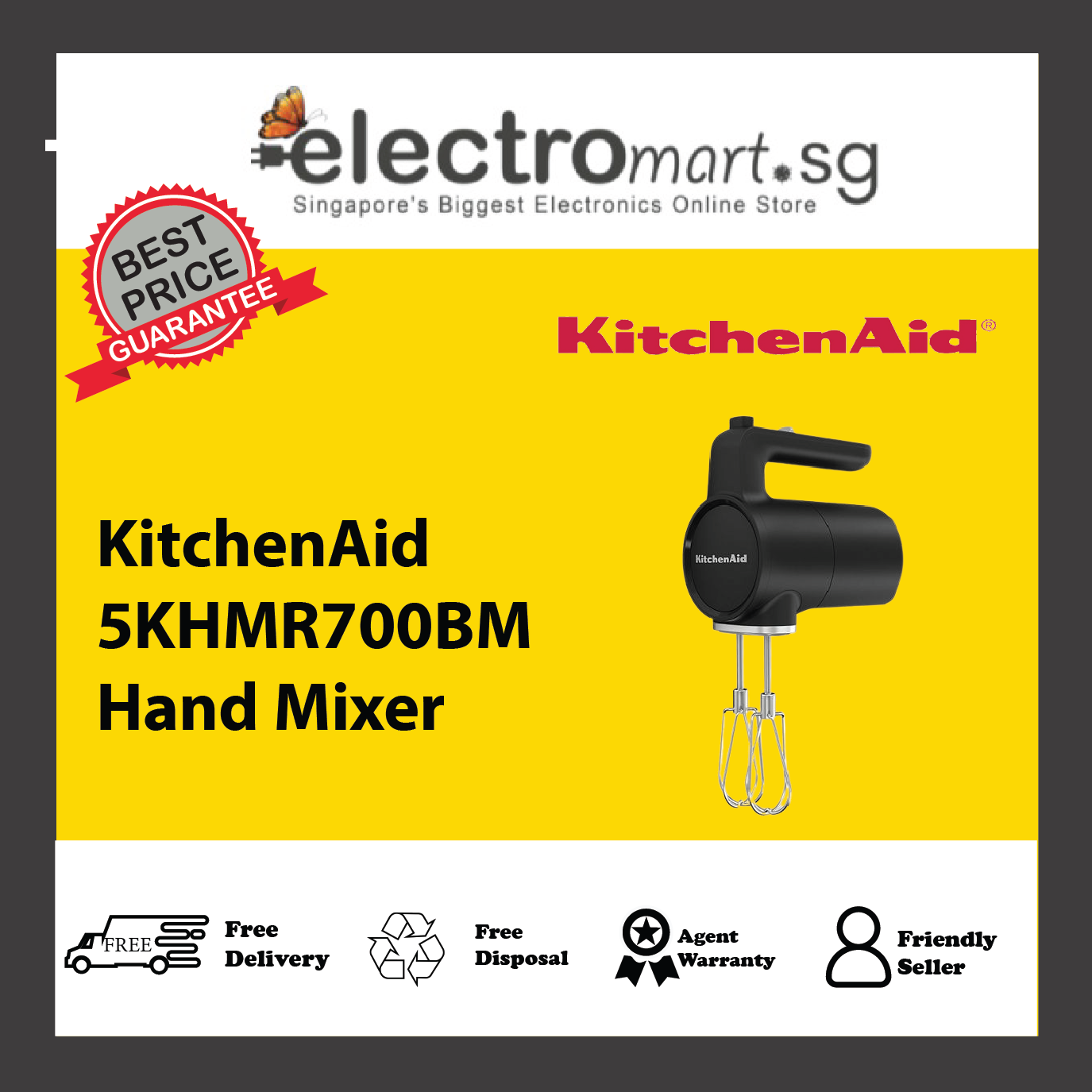 KitchenAid 5KHMR700BM Cordless Hand Mixer