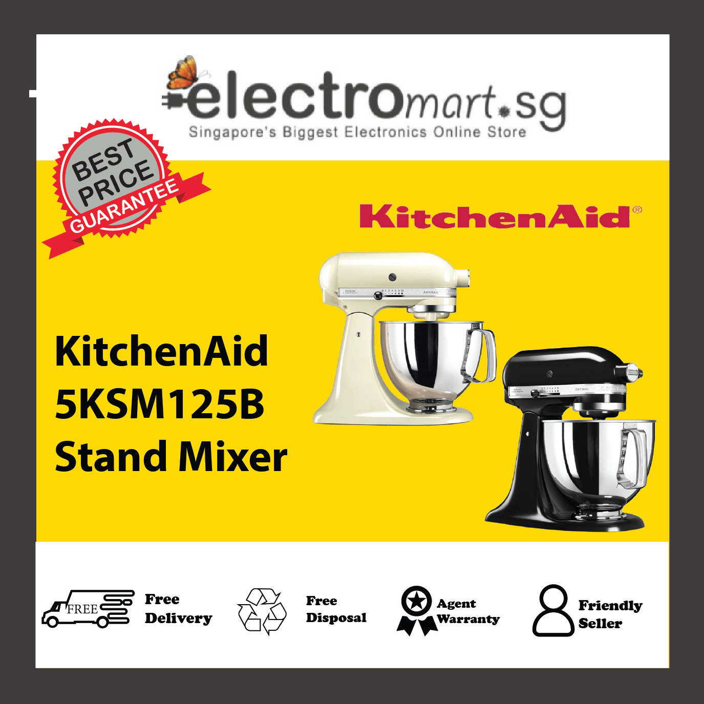 KitchenAid 5KSM125B Artisan 4.8 L Tilt-Head Stand Mixer