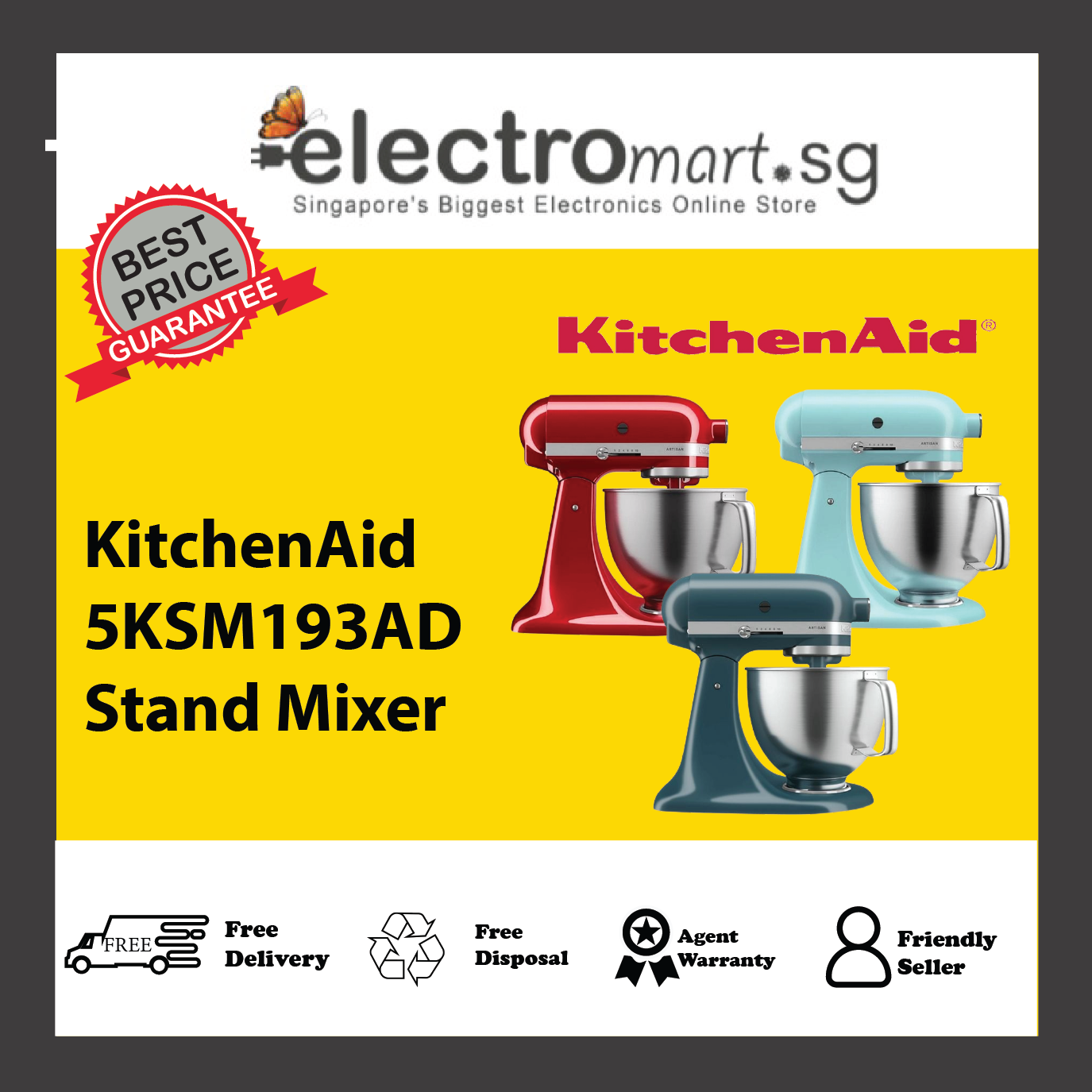 KitchenAid 5KSM193AD 4.7 L Tilt-Head Stand Mixer