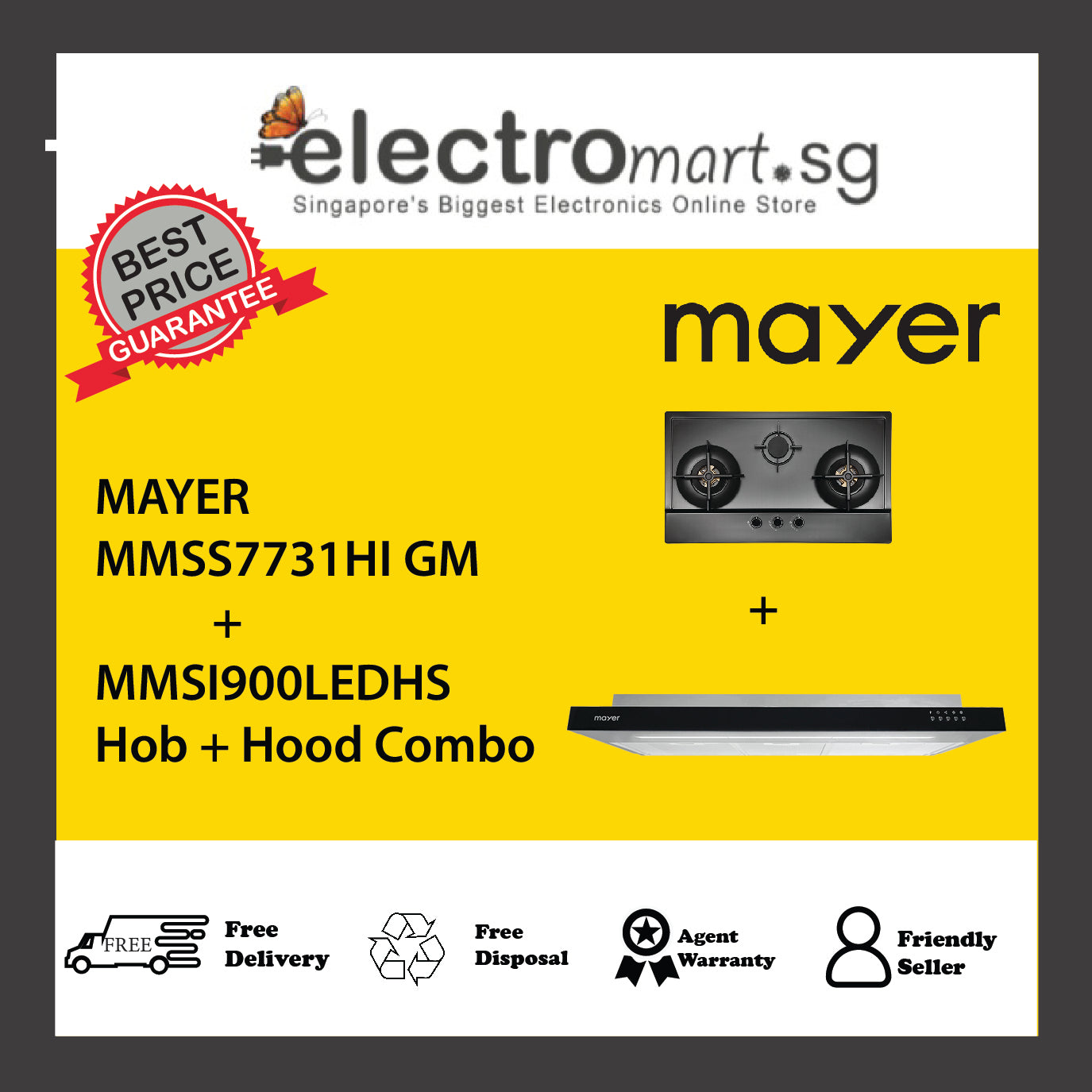 Mayer MMSS7731HI GM  + MMSI900LEDHS  Hob + Hood Combo