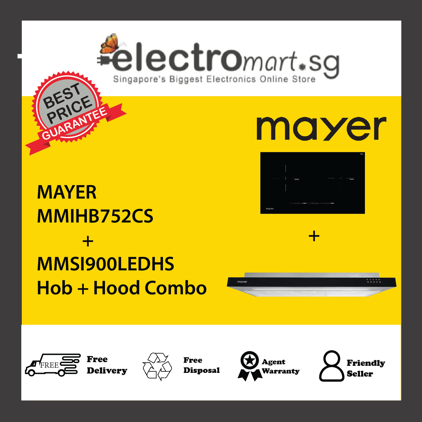 Mayer MMIHB752CS  + MMSI900LEDHS Hob + Hood Combo