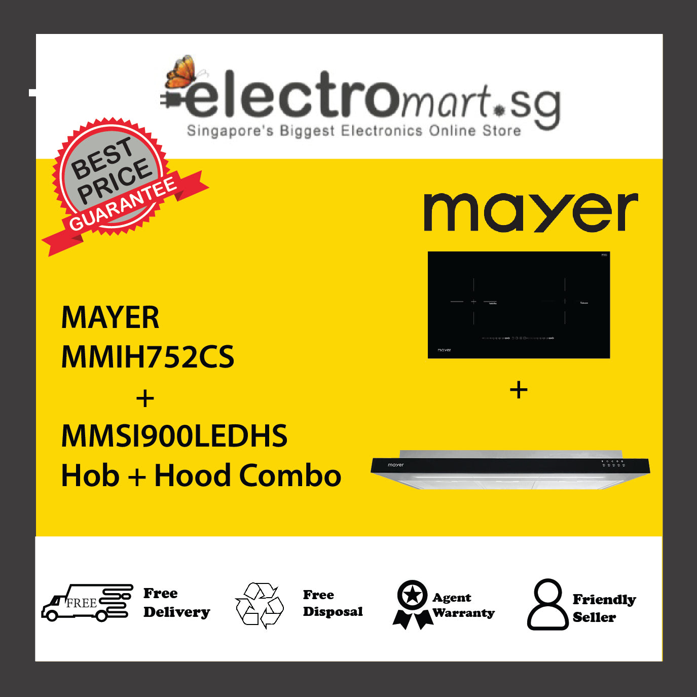 Mayer MMIH752CS  + MMSI900LEDHS Hob + Hood Combo