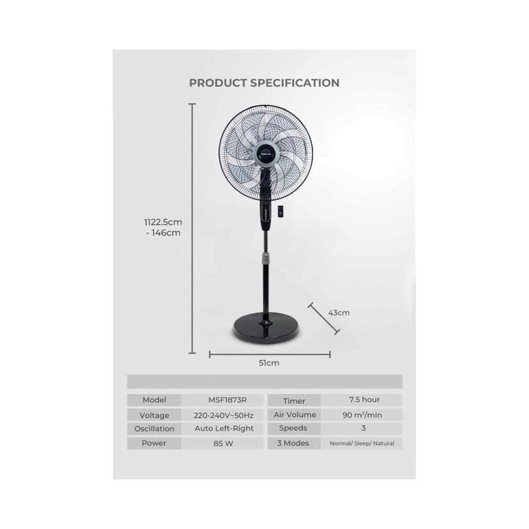 Mistral MSF1873R 18” Stand Fan with Remote Control