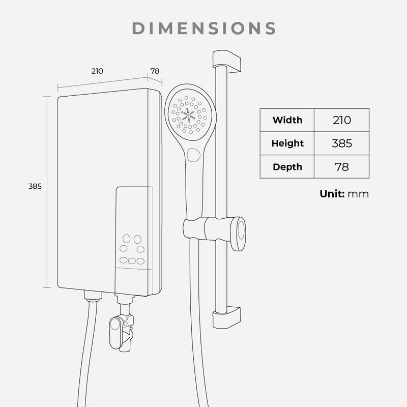 KDK TG3AD1 Digital Model Instant Water Heater with LCD Corner Control