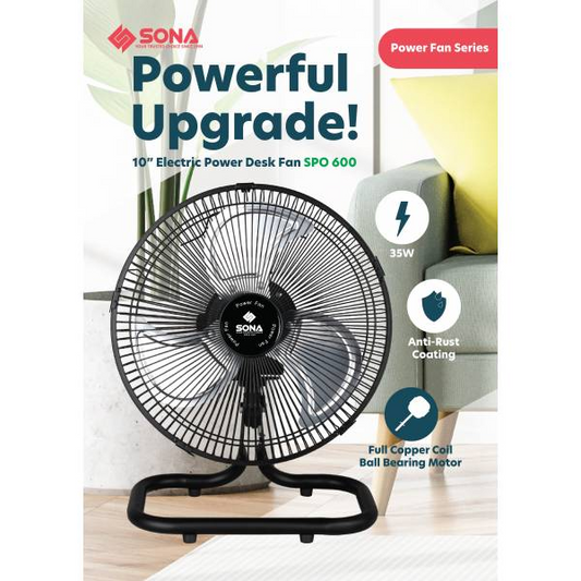 SONA SPO 600 Electric Power Desk Fan 10”