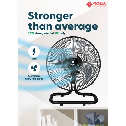 SONA SPO 600 Electric Power Desk Fan 10”