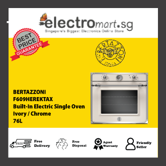 Bertazzoni F609HEREKTAX 76L Built-In Electric Single Oven - Ivory / Chrome