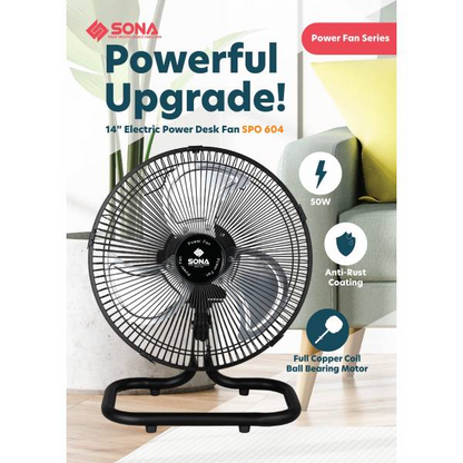 SONA SPO 604 Electric Power Desk Fan 14”