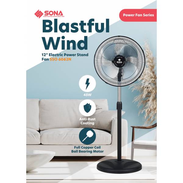SONA SSO 6062N Power Stand Fan 12”