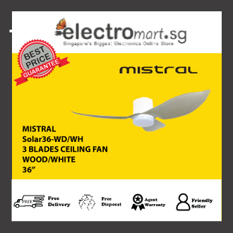 MISTRAL Solar36-WD/WH 36" Solar36 3 Blades Ceiling Fan - Wood/White