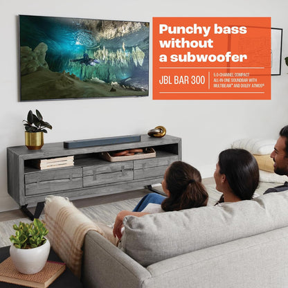JBL Bar 300: 5.0-Channel Compact All-in-one soundbar with MultiBeam™ and Dolby Atmos®, Black