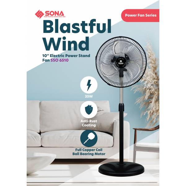 SONA SSO 6510 Power Stand Fan 10"