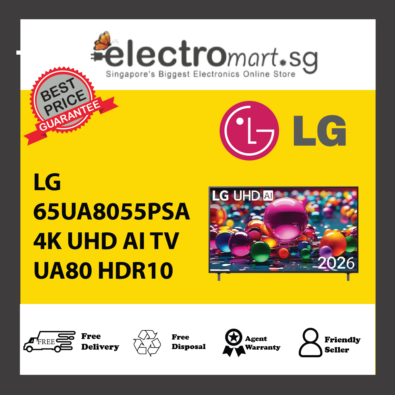 LG 65UA8055PSA 4K UHD AI TV UA80 HDR10 65inch