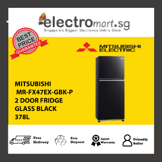 Mitsubishi MR-FX47EX-GBK-P 2-Door Fridge - Black,  378L