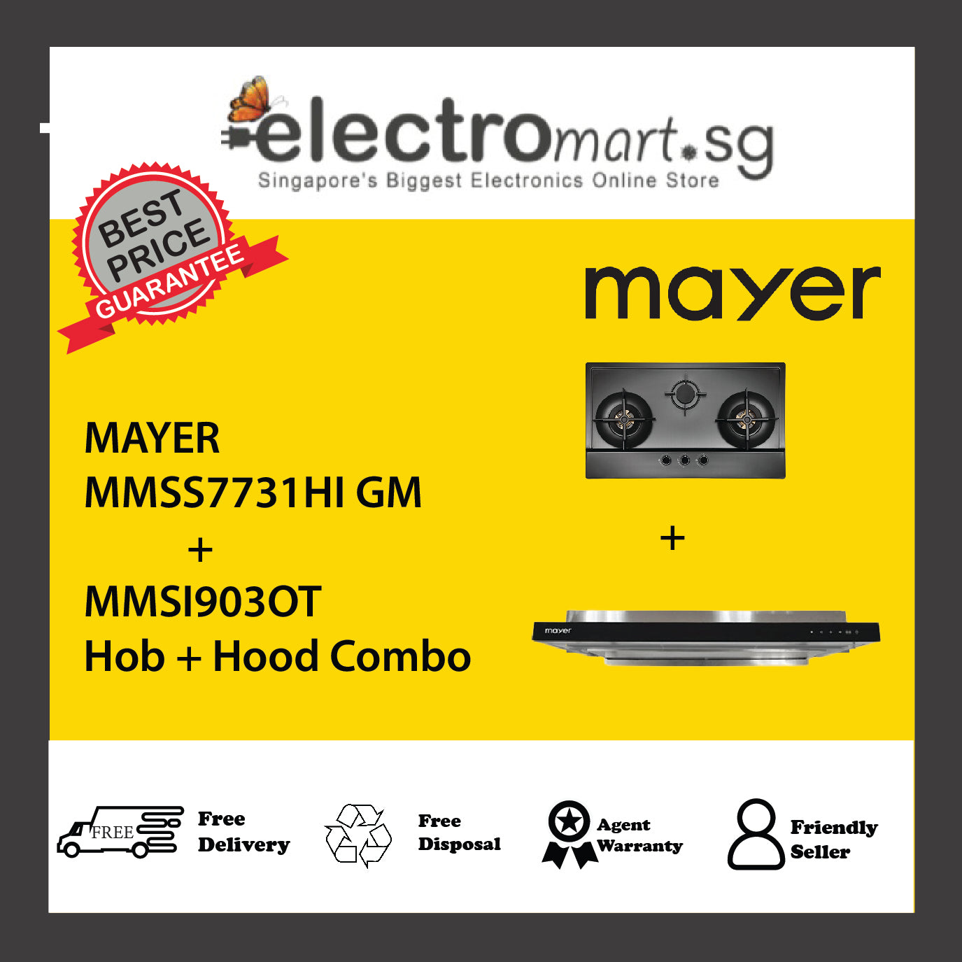 Mayer MMSS7731HI GM  + MMSI903OT  Hob + Hood Combo
