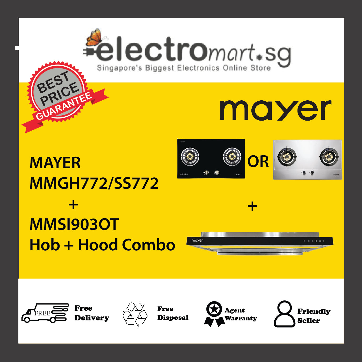 Mayer MMGH772/SS772 + MMSI903OT Hob + Hood Combo