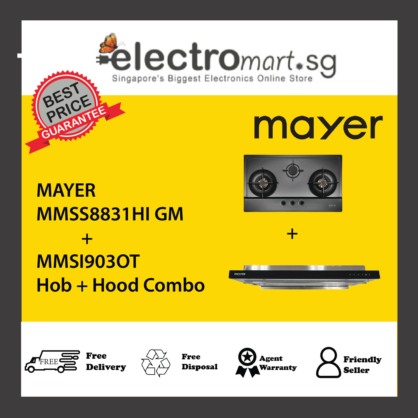 Mayer MMSS8831HI GM  + MMSI903OT Hob + Hood Combo