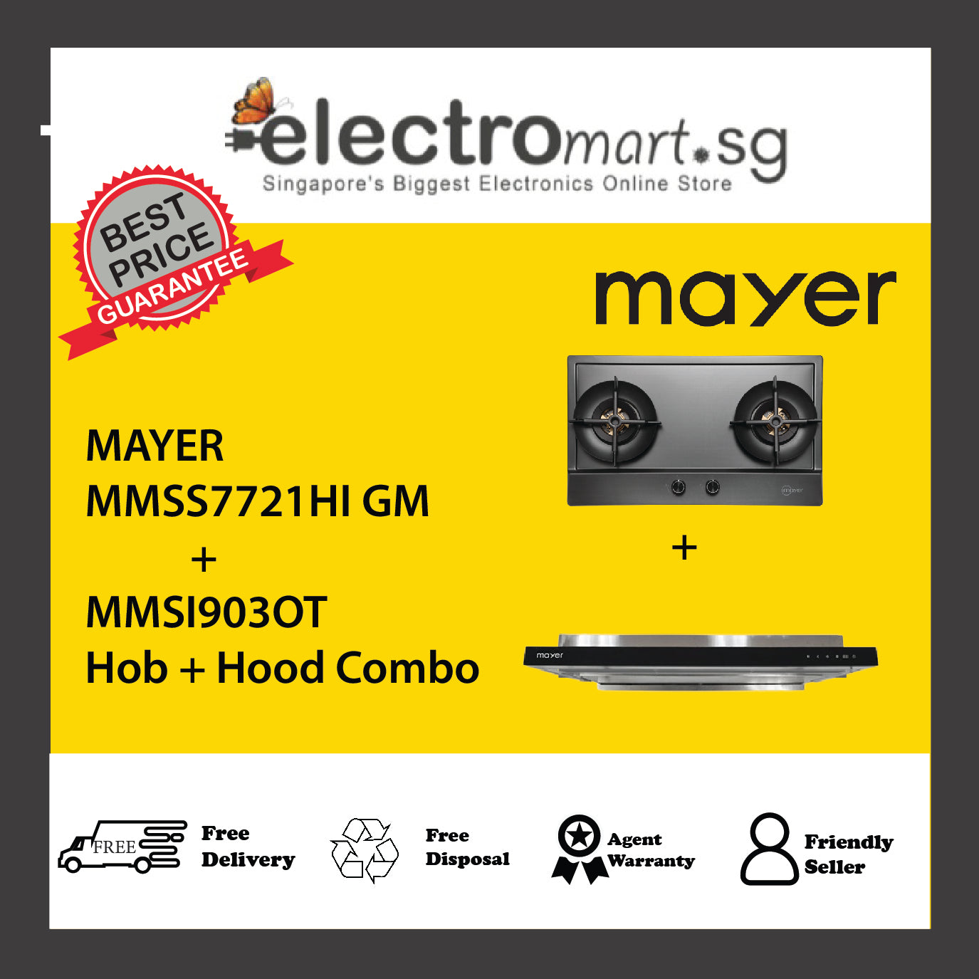 Mayer MMSS7721HI  + MMSI903OT  Hob + Hood Combo