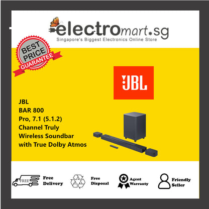 JBL BAR 800 Pro, 7.1 (5.1.2) Channel Truly Wireless Soundbar with True Dolby Atmos