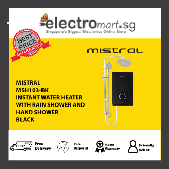 MISTRAL MSH103-BK Instant Shower Heater with DC Pump & Rain Shower