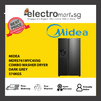 MIDEA MDRS761MYC45SG SIDE-BY-SIDE FRIDGE WITH DISPENSER,  574L, DARK GREY