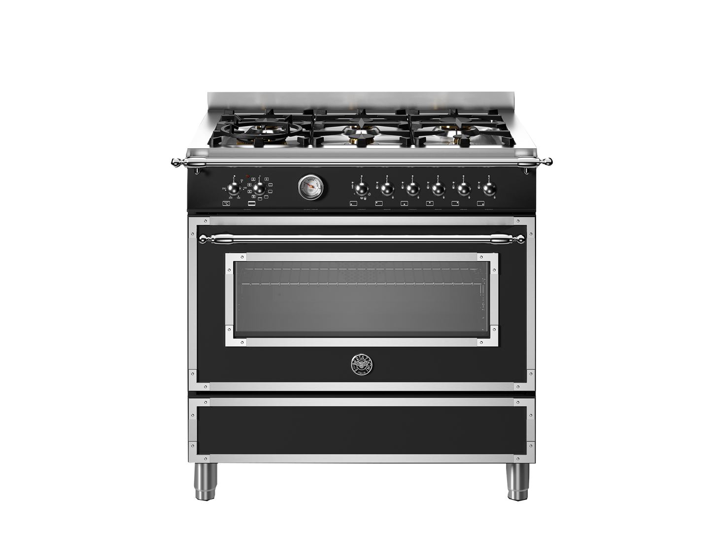 BERTAZZONI HER96L1ENET 90CM STANDING COOKER MATT BLACK