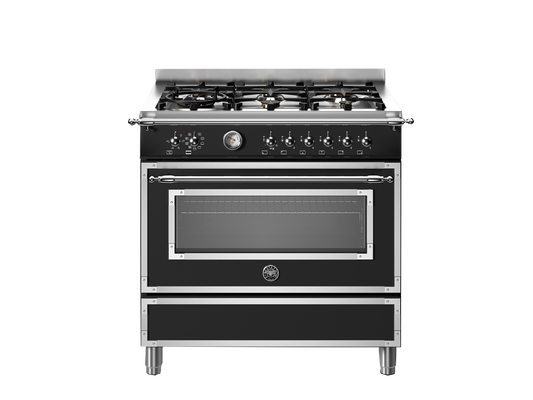 BERTAZZONI HER96L1ENET 90CM STANDING COOKER MATT BLACK