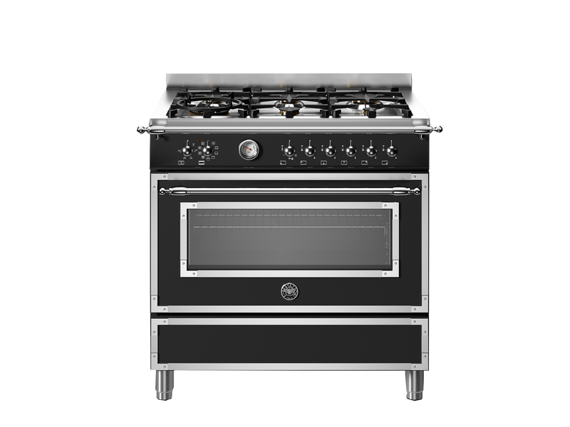 BERTAZZONI HER96L1ENET 90CM STANDING COOKER MATT BLACK