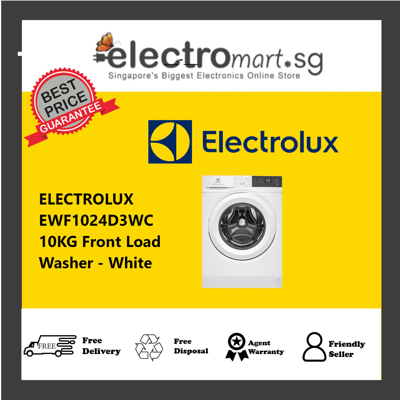 ELECTROLUX EWF1024D3WC 10KG Front Load Washer
