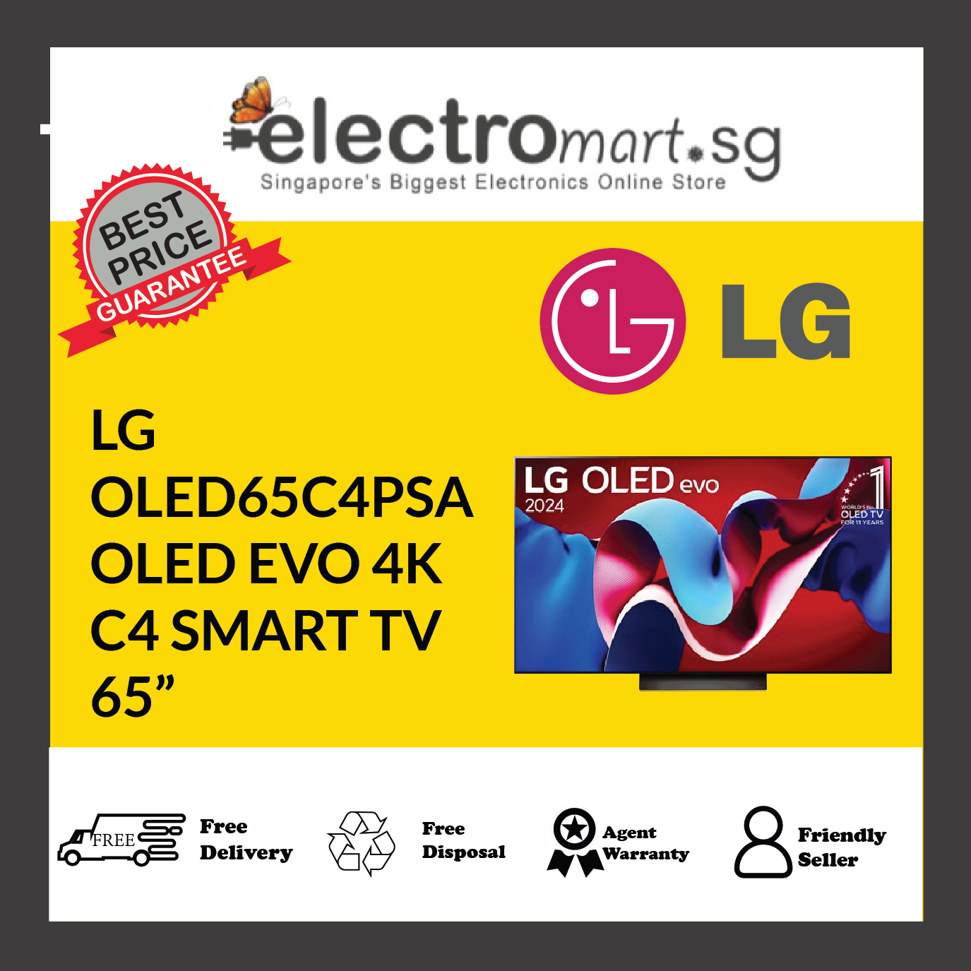 LG OLED65C4PSA OLED EVO 4K C4 SMART TV 65”