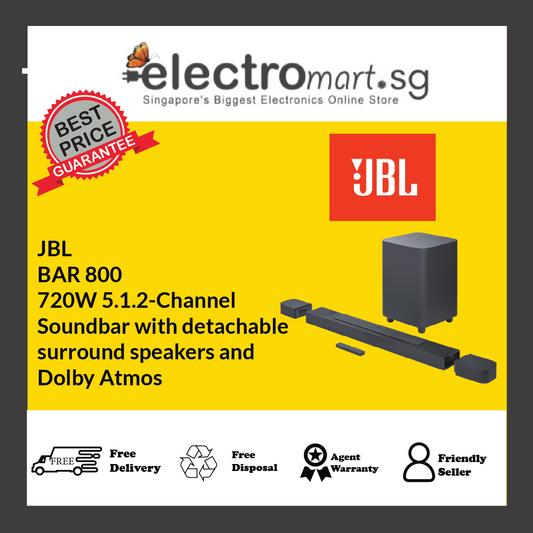 JBL BAR 800 5.1.2 Channel Truly Wireless Soundbar with True Dolby Atmos