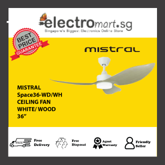 MISTRAL Space36-WD/WH Ceiling Fan-36", 45W White/Wood